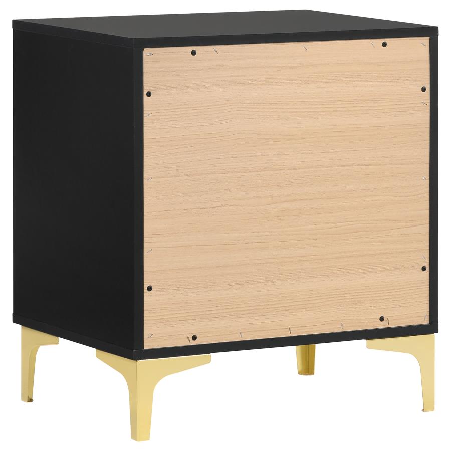 Kendall 2-Drawer Nightstand Black And Gold