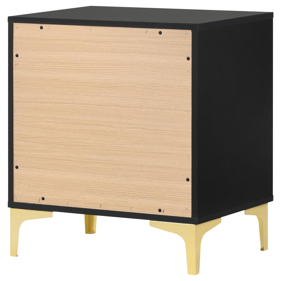 Kendall 2-Drawer Nightstand Black And Gold