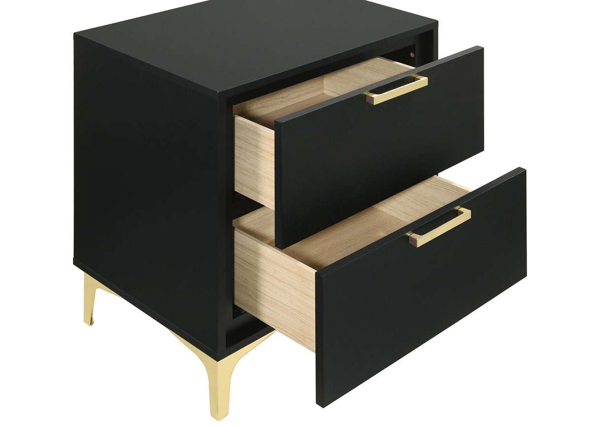 Kendall 2-Drawer Nightstand Black And Gold