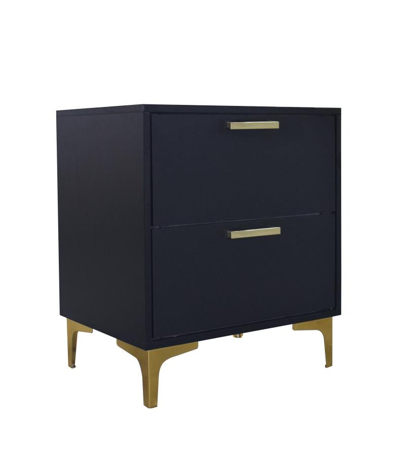 Kendall 2-Drawer Nightstand Black And Gold