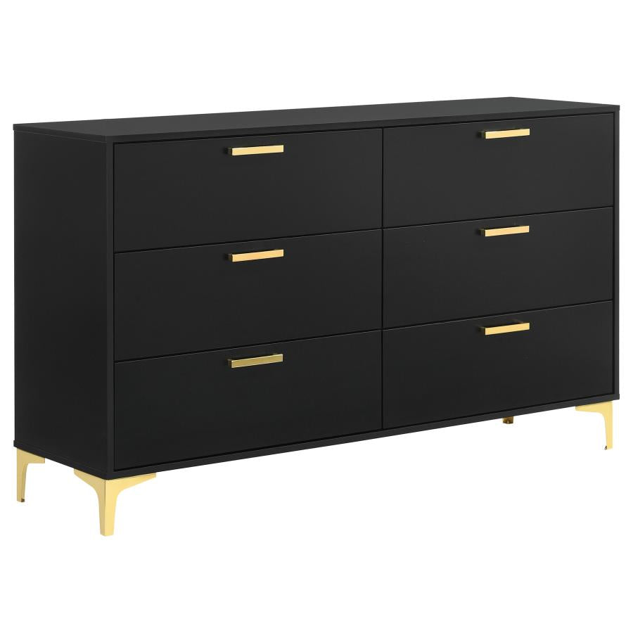 Kendall 6-Drawer Dresser Black And Gold