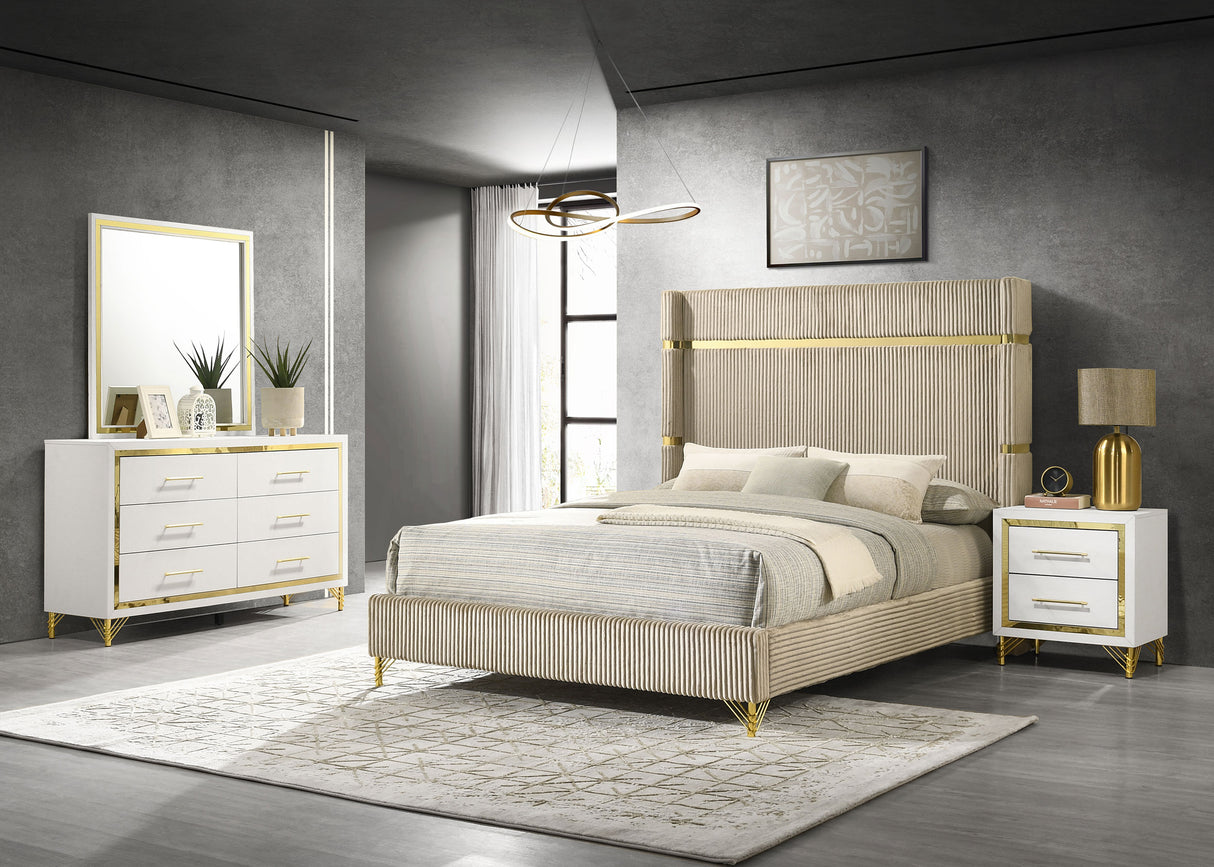 Lucia Beige / White 4-Piece Queen Bedroom Set And