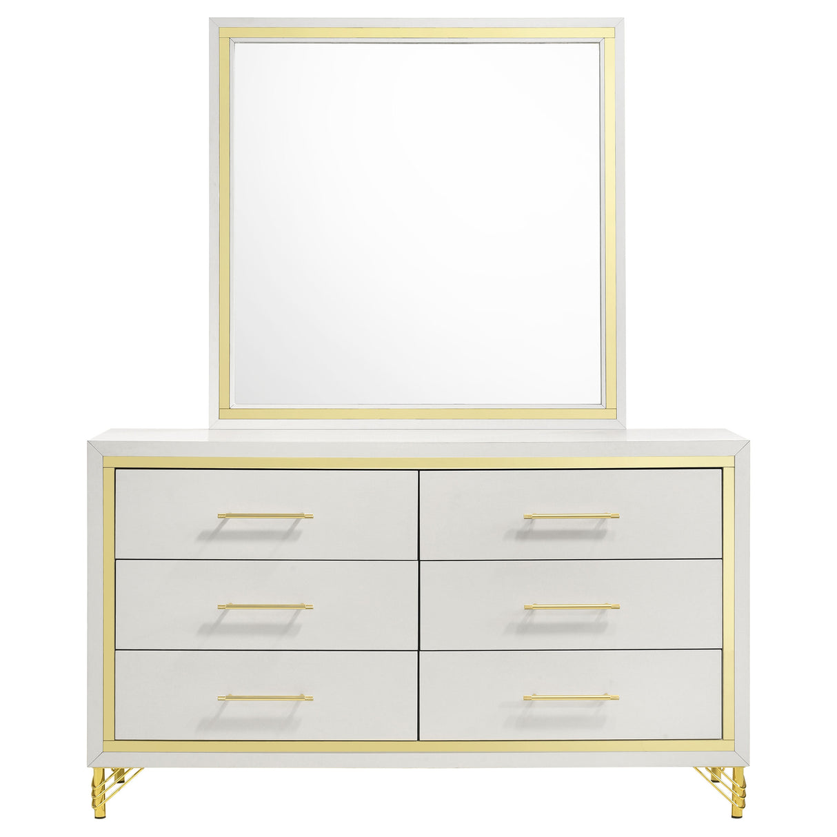 Lucia White 6-Drawer Dresser With Mirror
