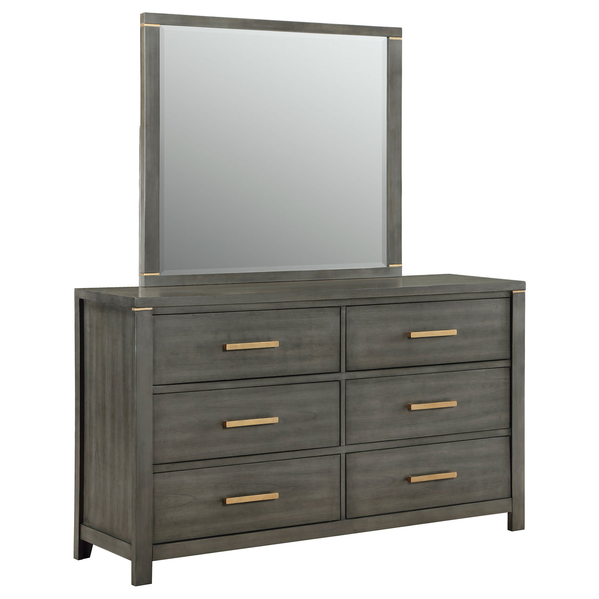 Kieran Grey 6-Drawer Dresser With Mirror