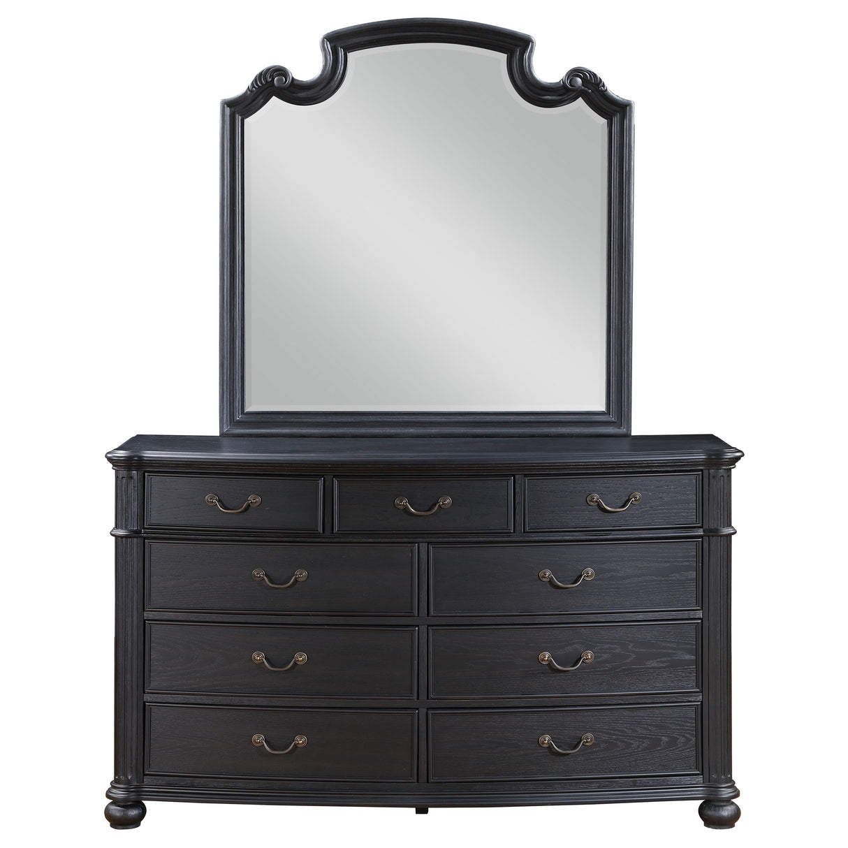 Celina Black 9-Drawer Dresser With Mirror