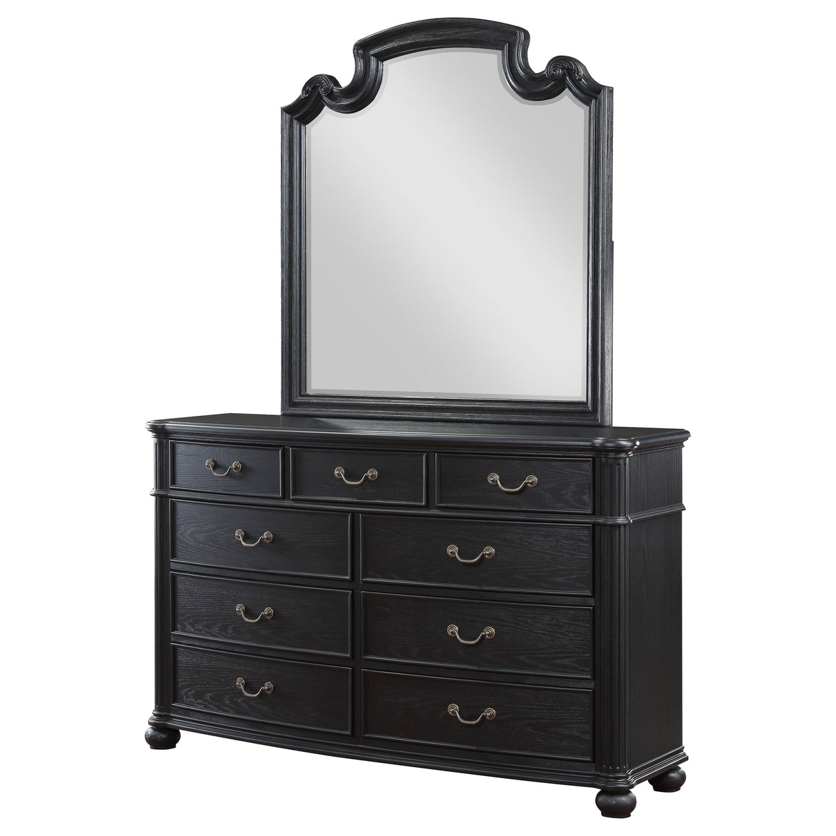 Celina Black 9-Drawer Dresser With Mirror