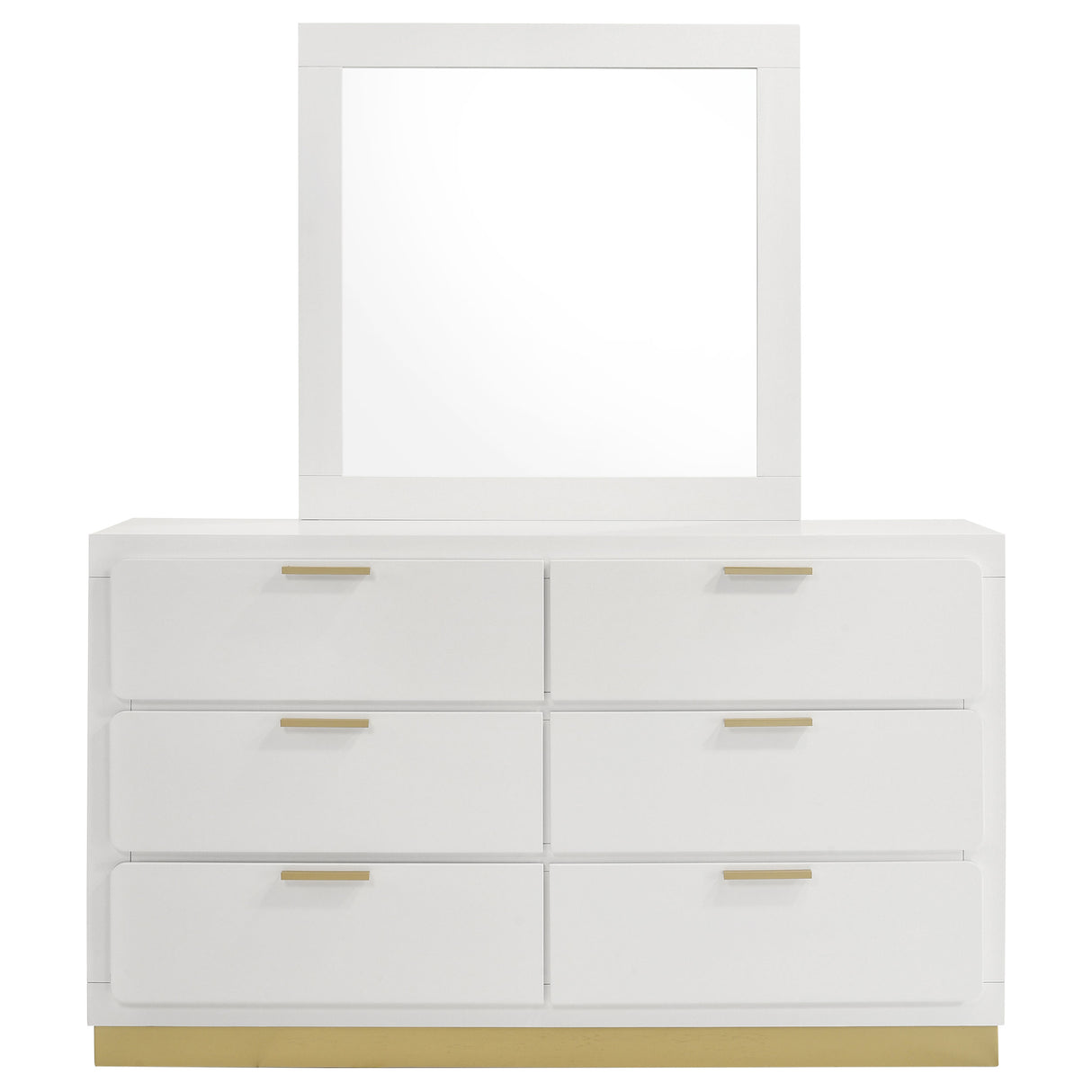 Caraway White 6-Drawer Dresser With Mirror