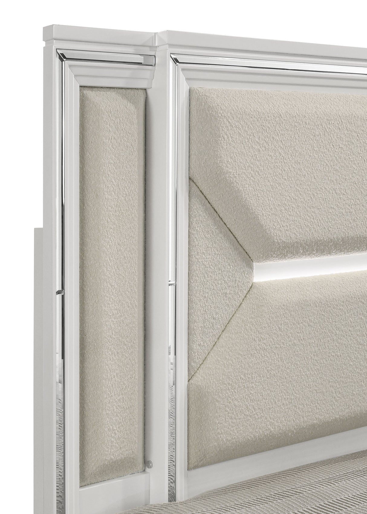 Marmore White 64-Inch California King Bed Led Headboard