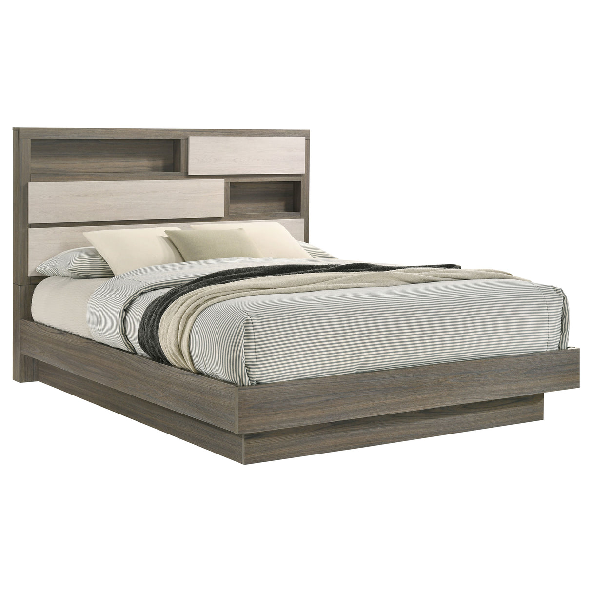 Fenwick Grey Oak/Almond California King Bed Bookcase Headboard Oak
