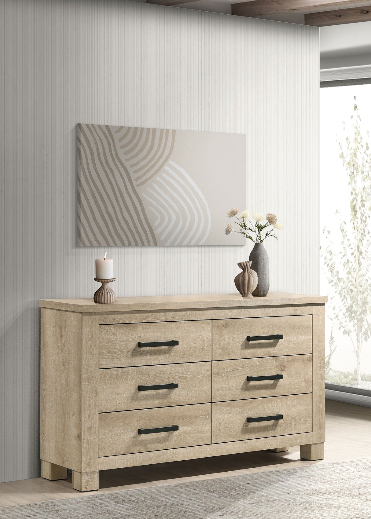 Oakglen 6-drawer Bedroom Dresser Weathered Oak