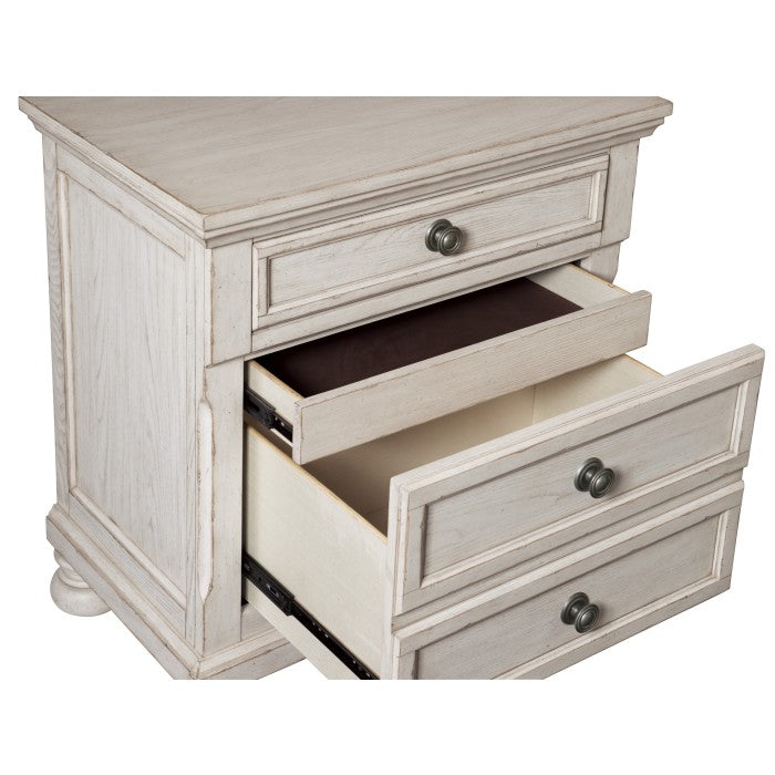 Bethel Wire Brushed White Nightstand