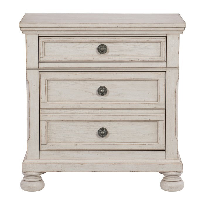 Bethel Wire Brushed White Nightstand