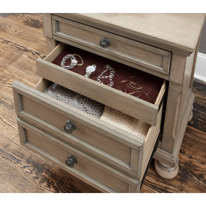 Bethel Wire Brushed Gray Nightstand