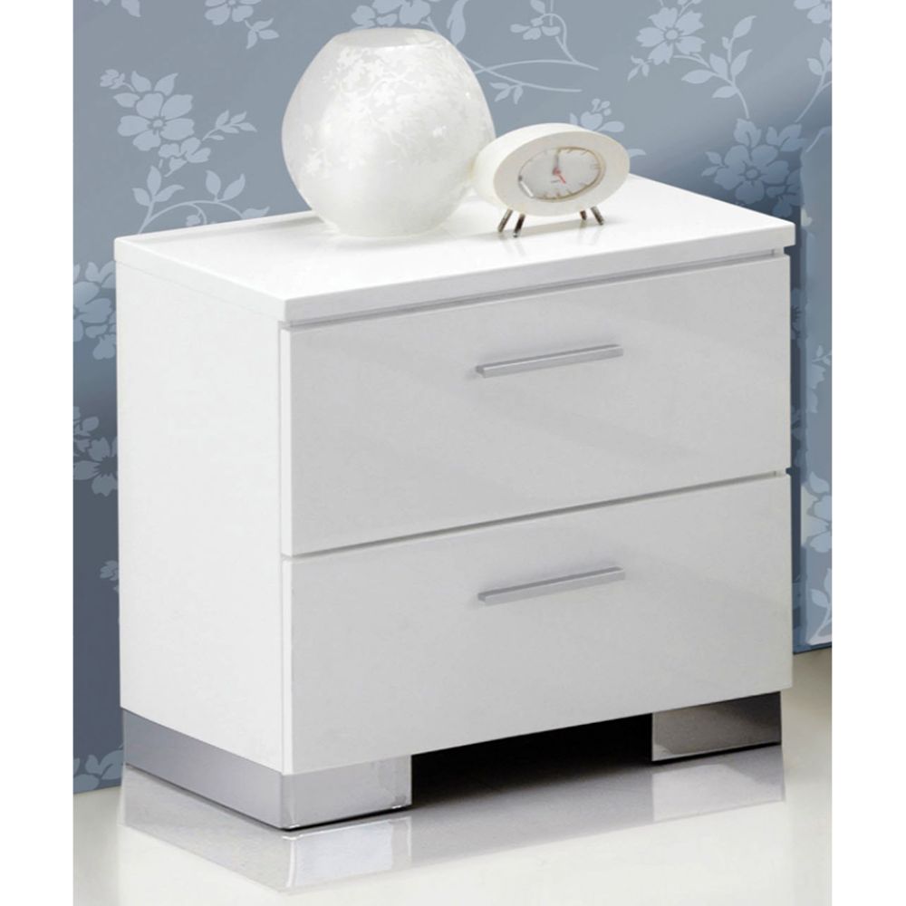 Lorimar White & Chrome Leg Finish Nightstand