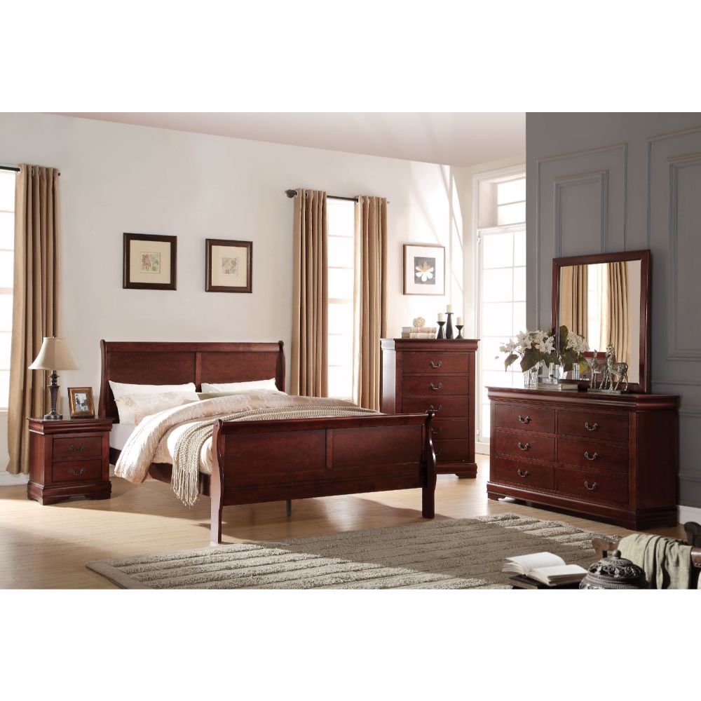 Louis Cherry Finish Philippe Queen Bed