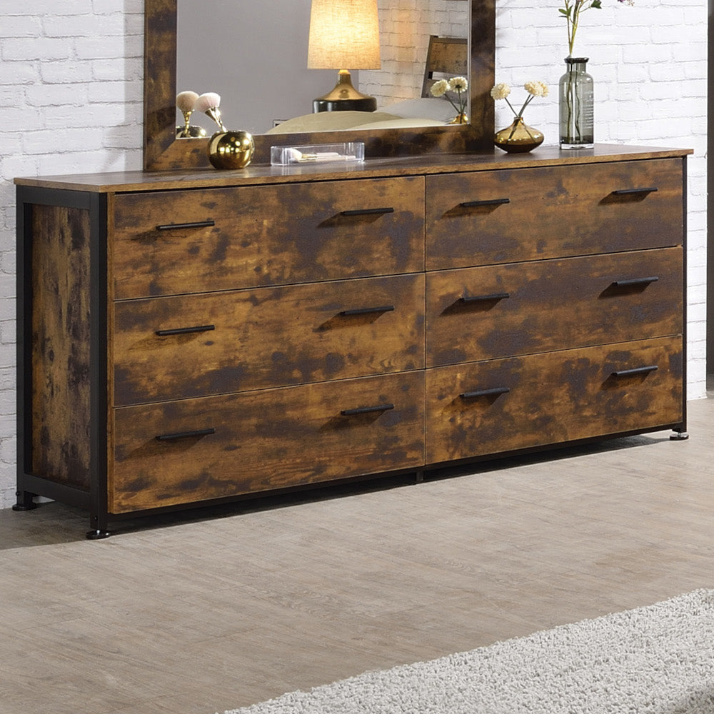 Juvanth Rustic Oak & Black Finish Dresser