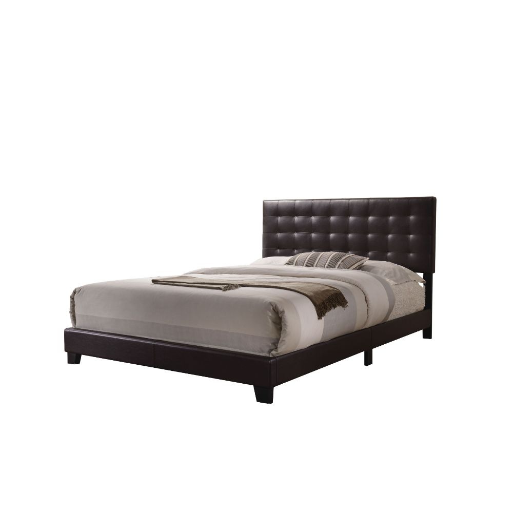 Masate Espresso Synthetic Leather Queen Bed