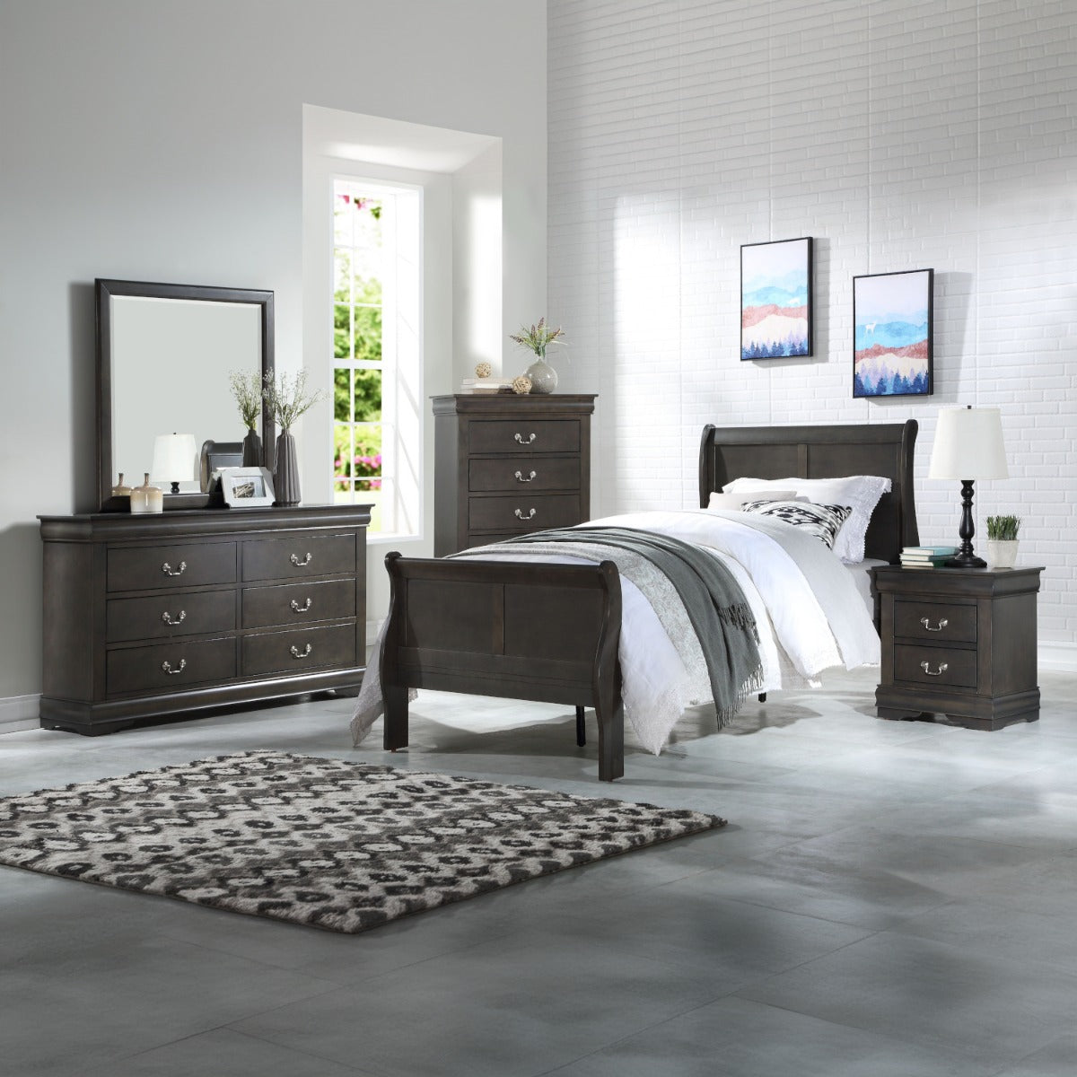 Louis Dark Gray Finish Philippe Chest