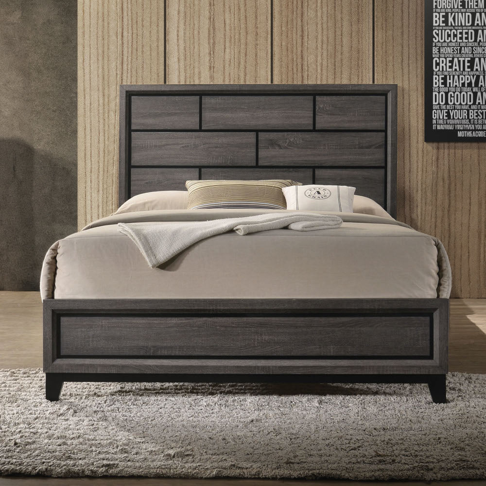 Valdemar Weathered Gray Finish Queen Bed