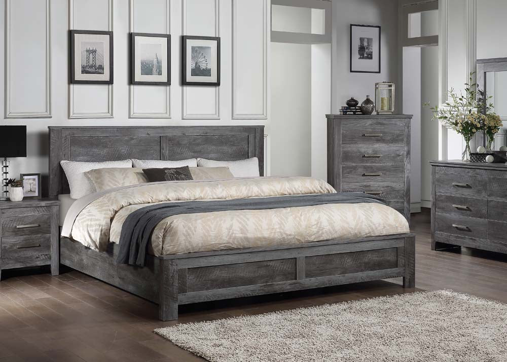 Vidalia Rustic Gray Oak Finish Eastern King Bed