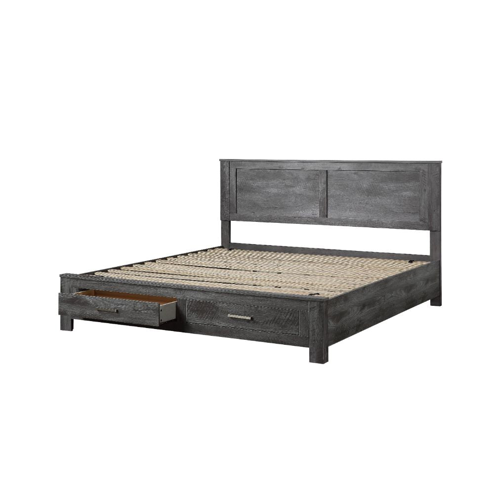 Vidalia Rustic Gray Oak Finish Queen Bed