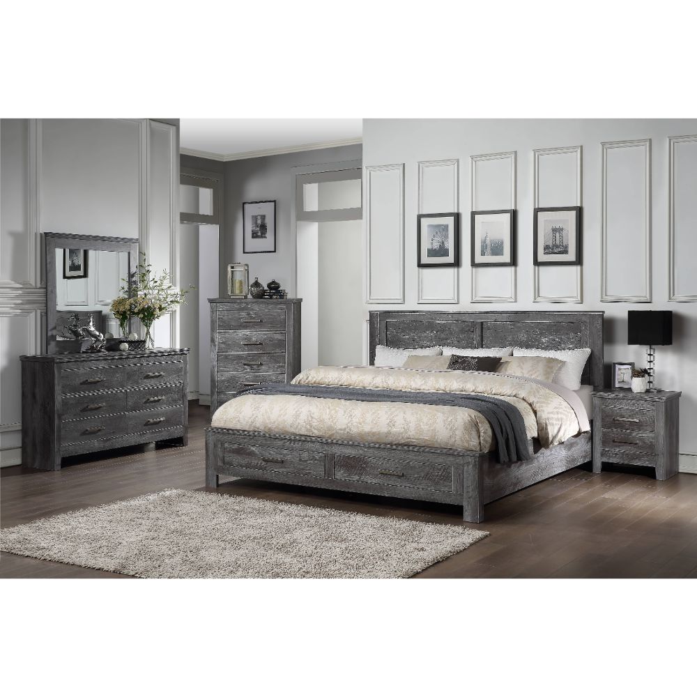 Vidalia Rustic Gray Oak Finish Queen Bed