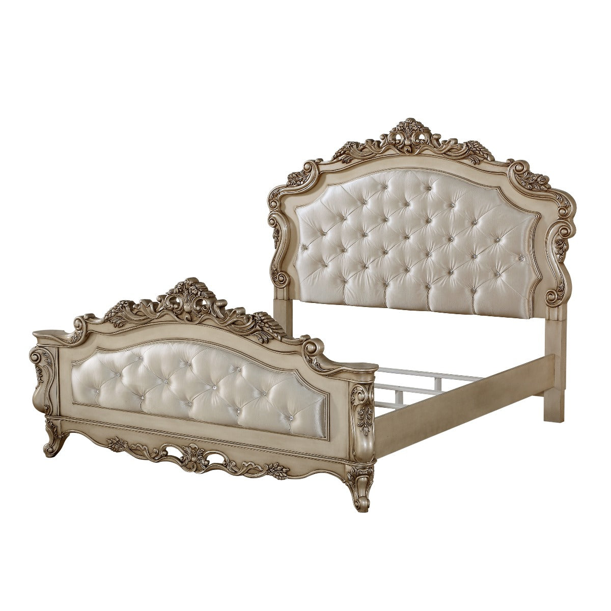 Gorsedd Fabric & Golden Ivory Finish California King Bed