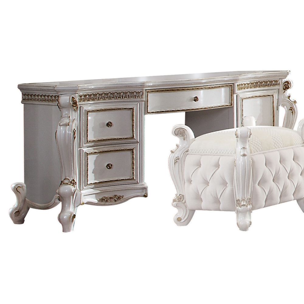 Picardy Antique Pearl Finish Vanity Desk