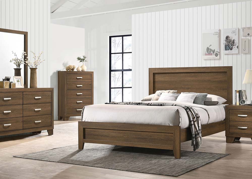 Miquell Oak Finish Eastern King Bed