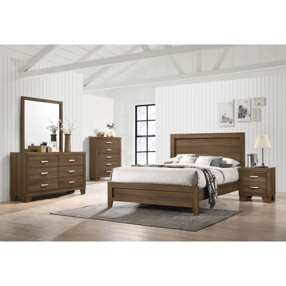 Miquell Oak Finish Queen Bed