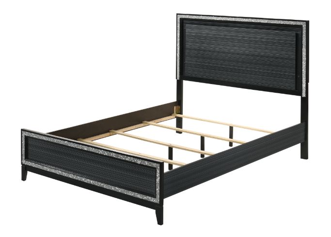 Haiden Led & Weathered Black Finish Queen Bed