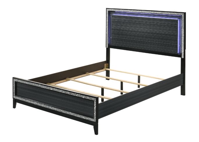 Haiden Led & Weathered Black Finish Queen Bed