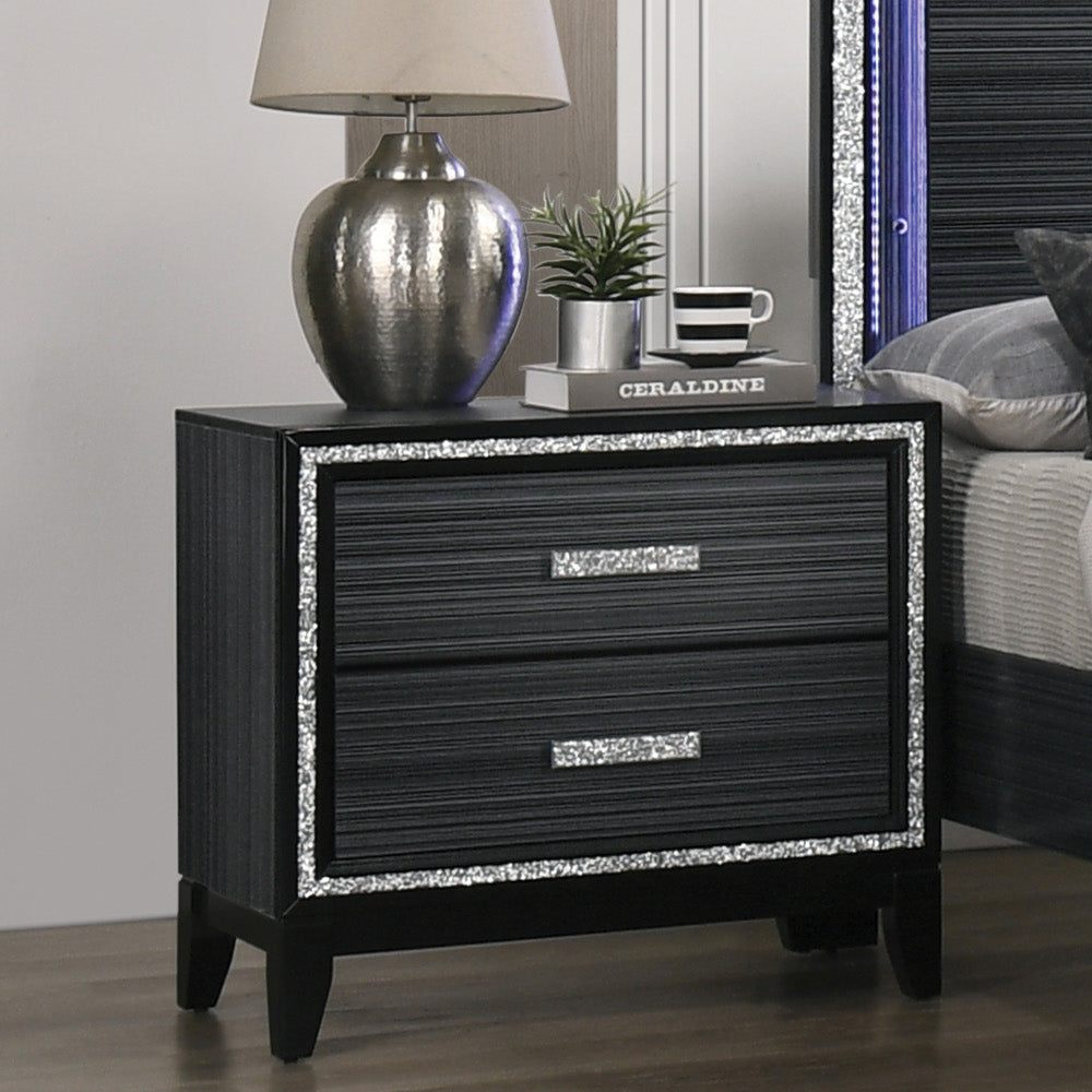 Haiden Weathered Black Finish Nightstand