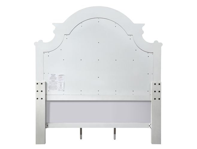 Florian Beige Synthetic Leather & Antique White Finish Queen Bed