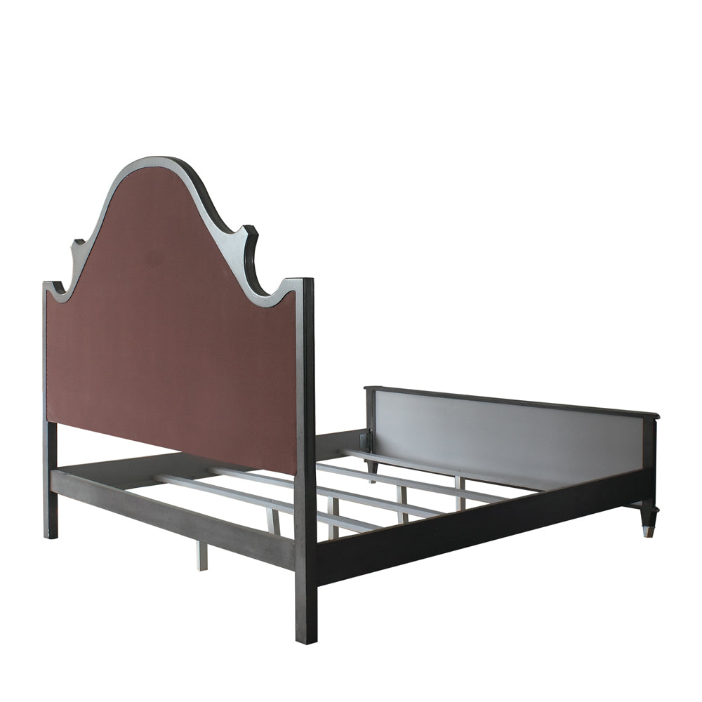 House Two Tone Beige Fabric, Charcoal & Light Gray Finish Beatrice Queen Bed