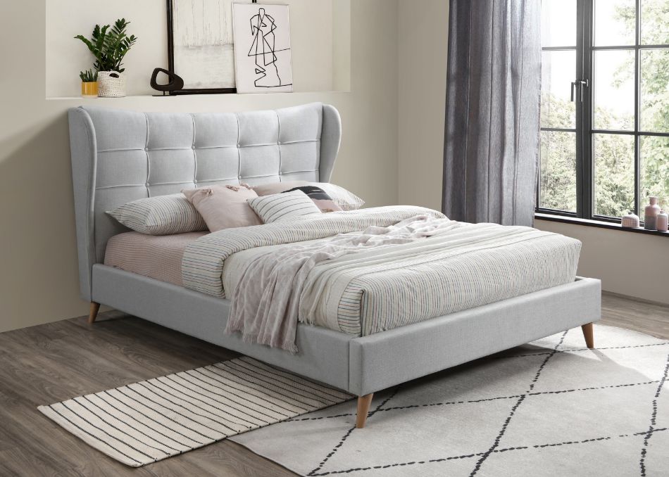 Duran Light Gray Fabric Eastern King Bed