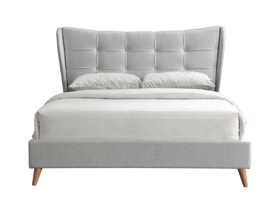 Duran Light Gray Fabric Queen Bed