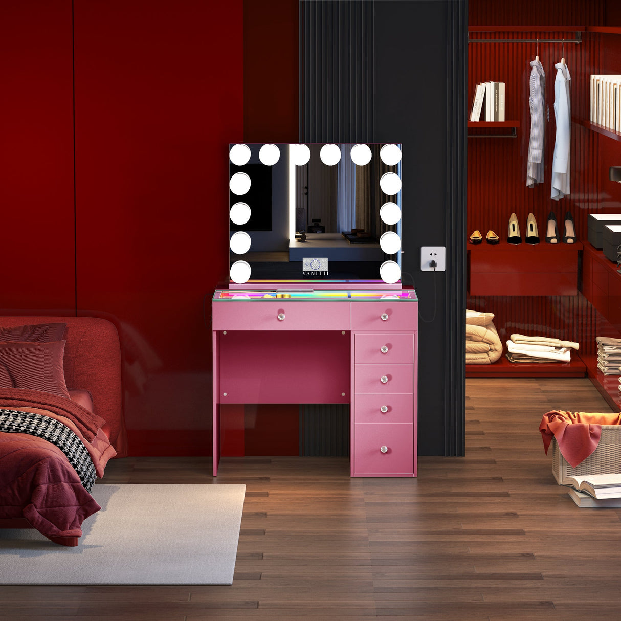 Mini Diana Vanity Set -6 Storage Drawers with Mirror