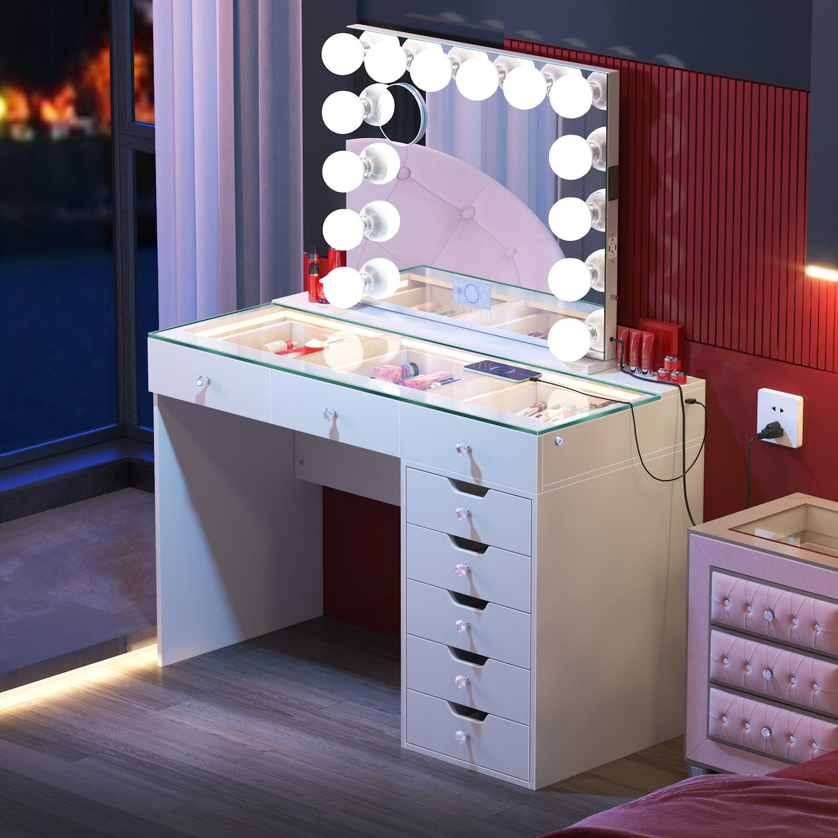 Diana Vanity Desk - 8 Storage Drawers