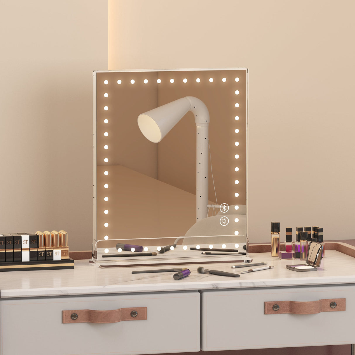 LED Music Mirror with Dimmable Light