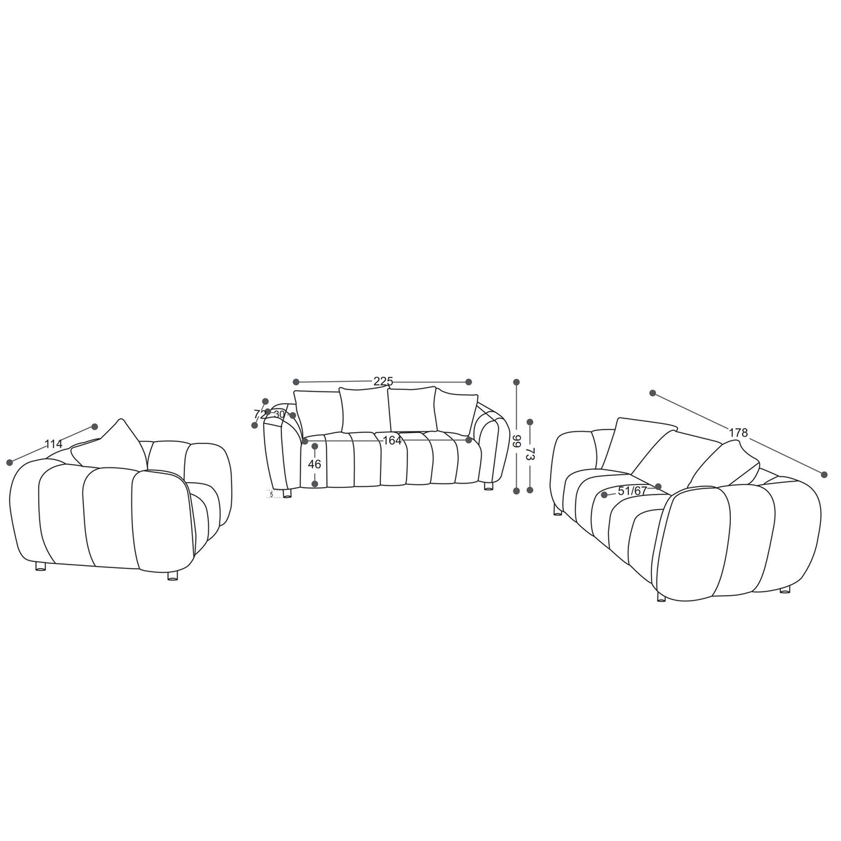 100% Polyester sectional