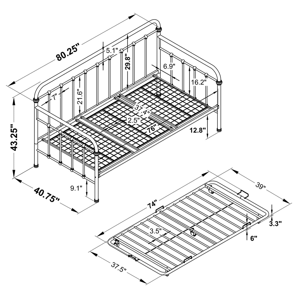 Livingston Daybed With Trundle Dark Bronze