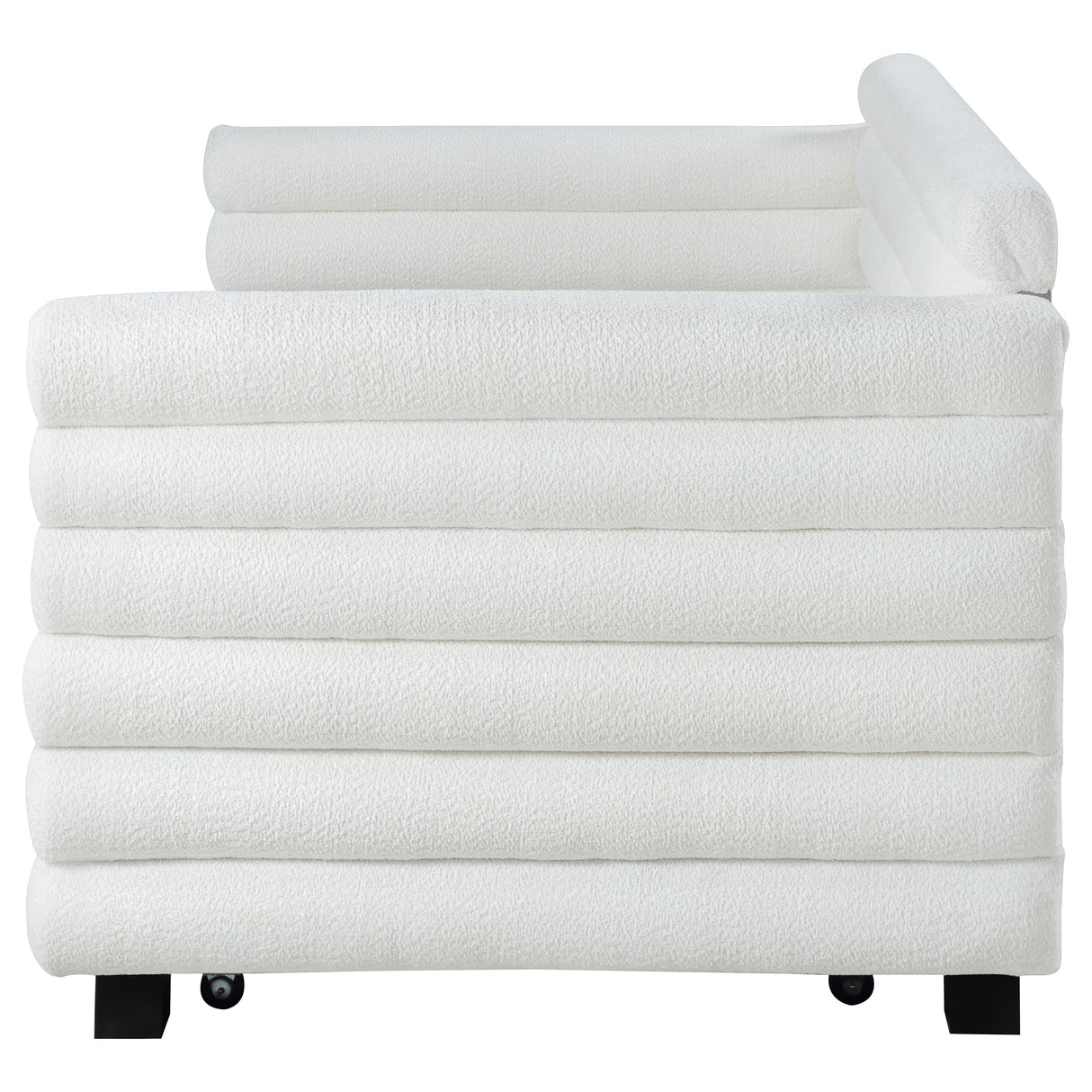 Patricia White Boucle Upholstered Twin Day Bed With Trundle