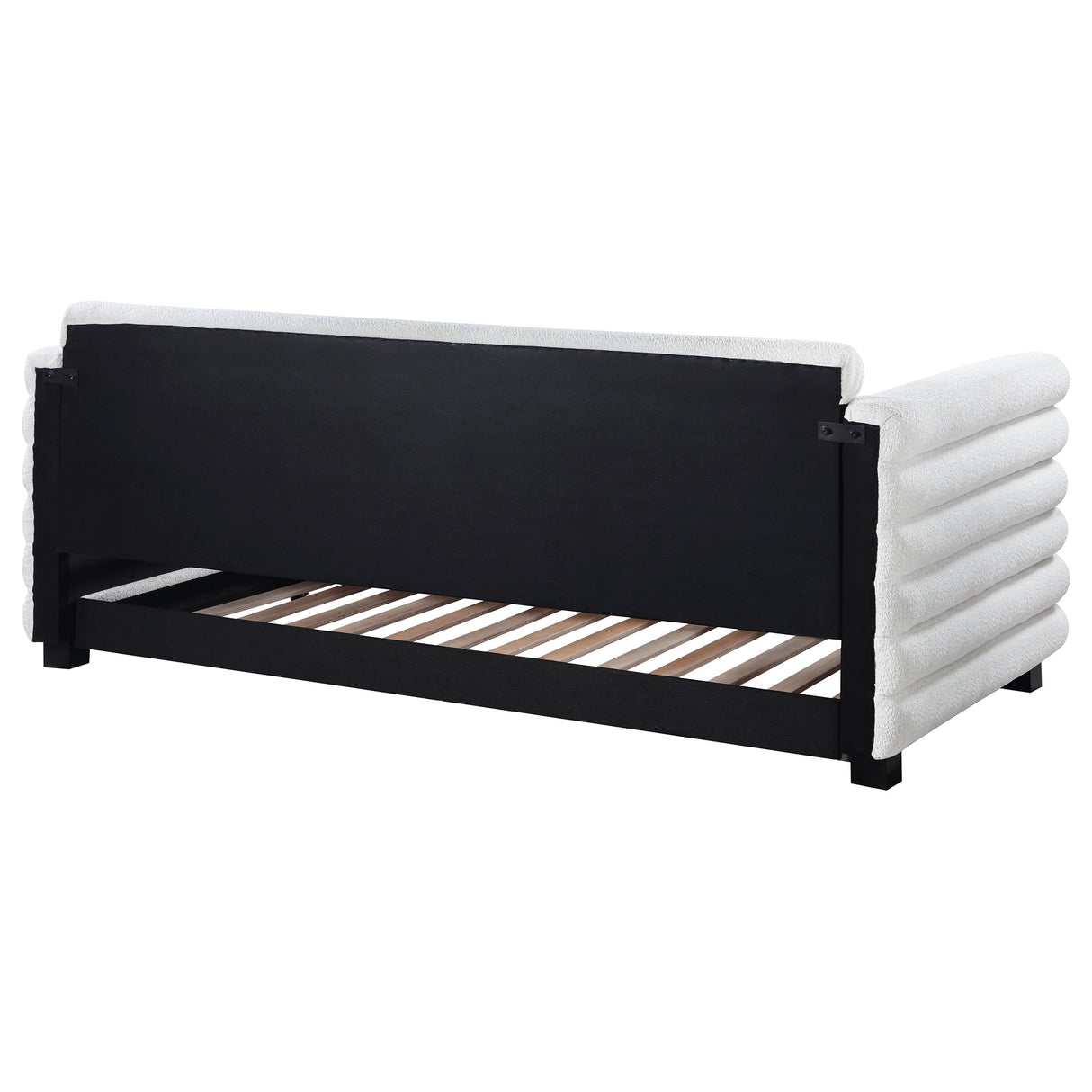 Patricia White Boucle Upholstered Twin Day Bed With Trundle