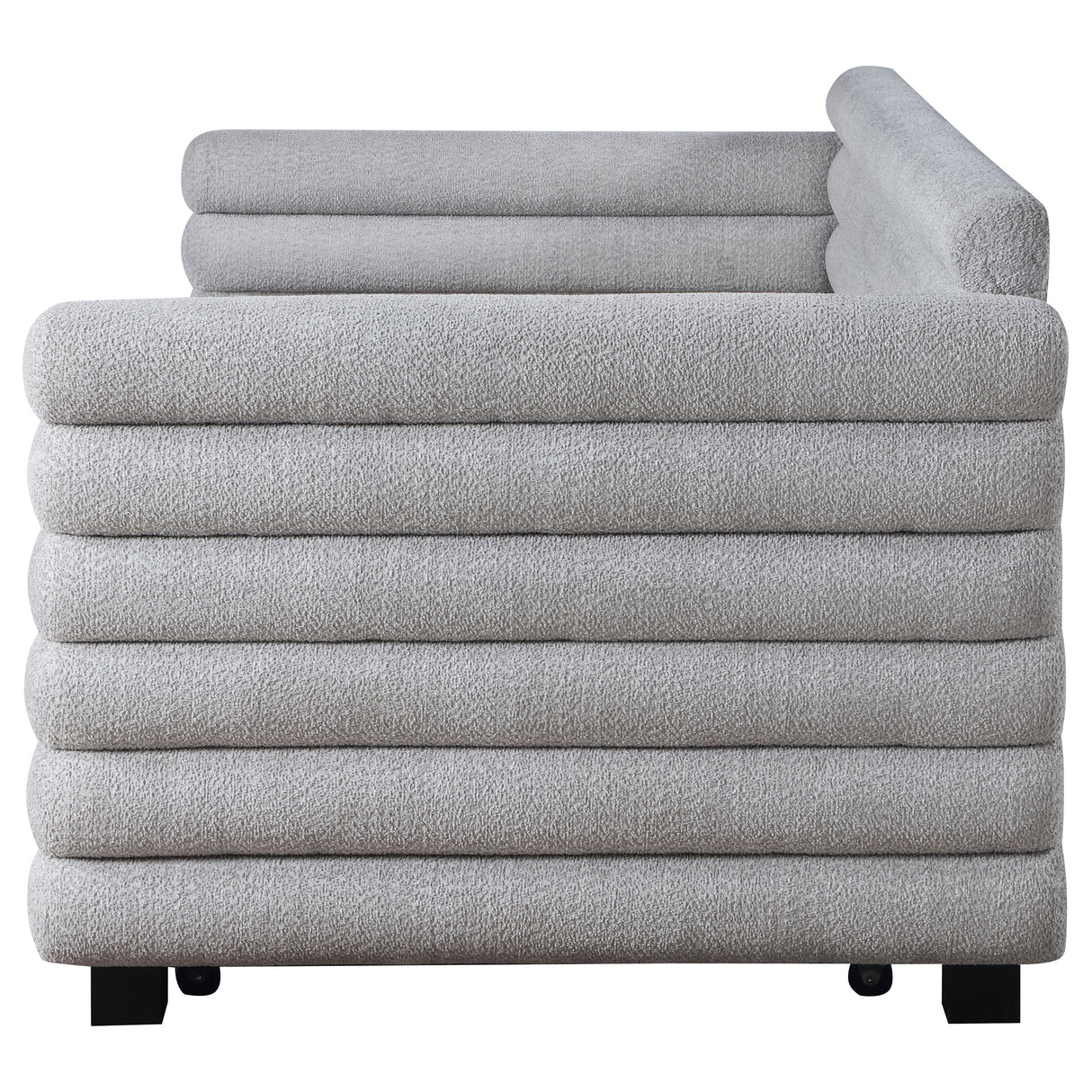 Patricia Grey Boucle Upholstered Twin Day Bed With Trundle