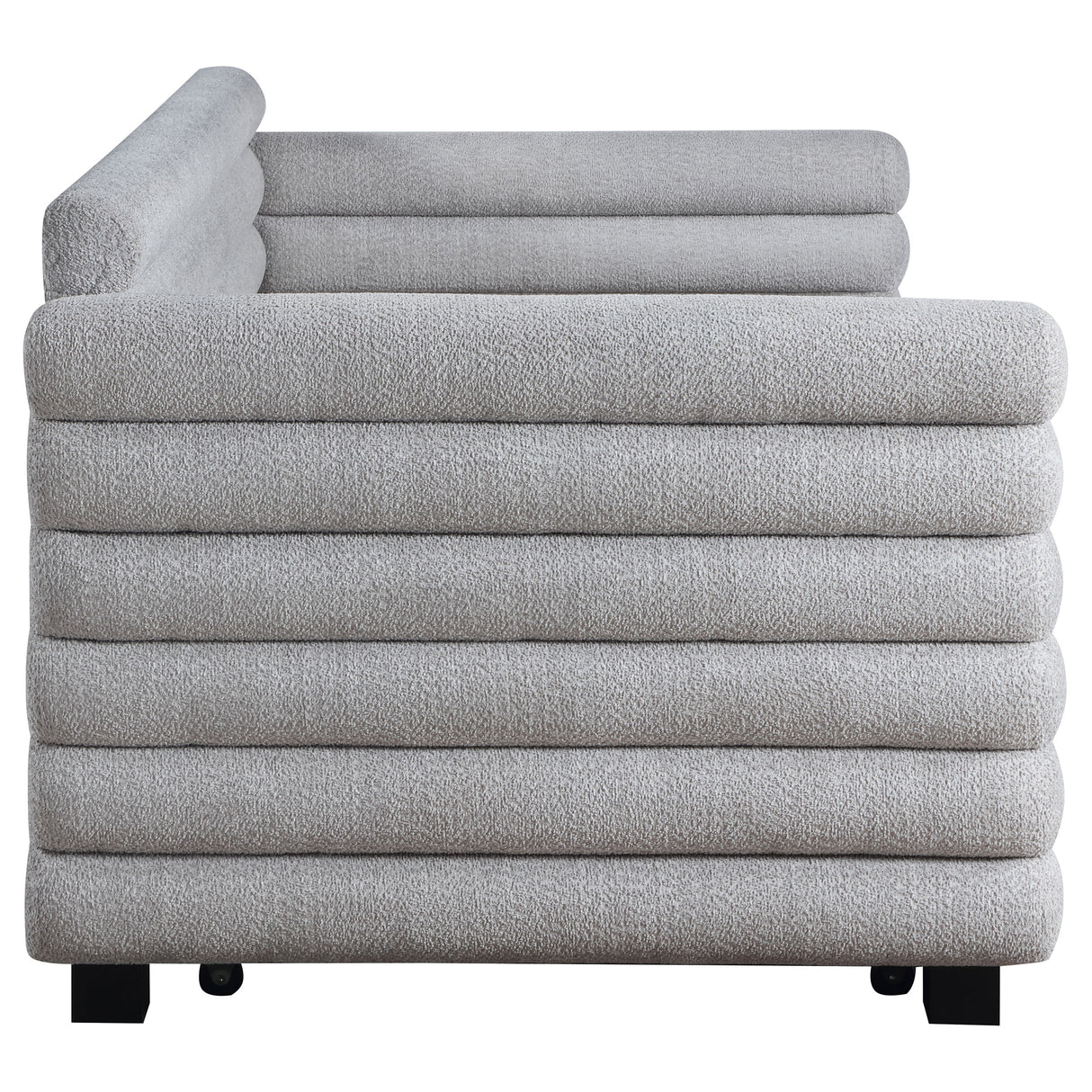 Patricia Grey Boucle Upholstered Twin Day Bed With Trundle