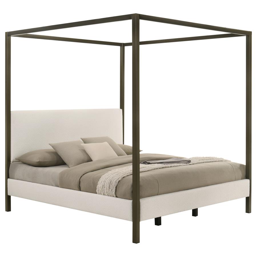 Monroe Vanilla Upholstered Eastern King Canopy Bed