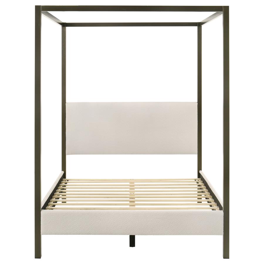 Monroe Vanilla Upholstered Queen Canopy Bed