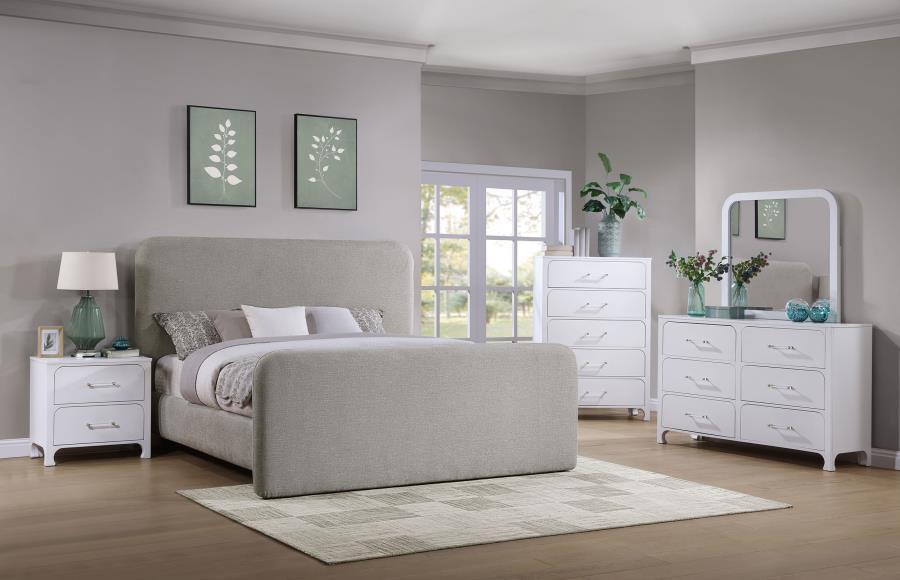 Wren Grey Upholstered Eastern King Panel Bed