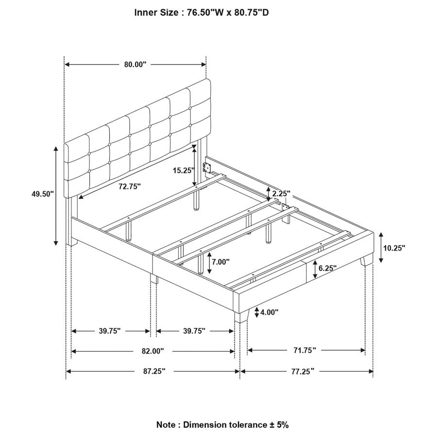 Mapes Tufted Upholstered Eastern King Bed Charcoal